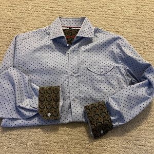 Blue button down with contrasting detail